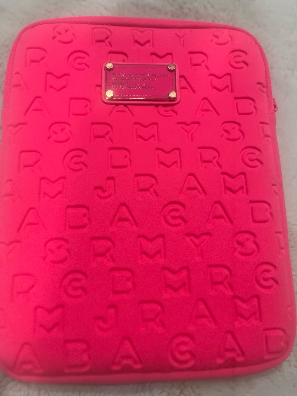 Marc Jacobs Neon Pink Embossed Tablet Pouch